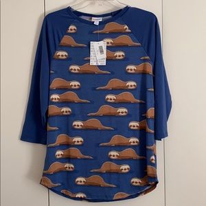 NWT Large LuLaRoe Sloth Randy Baseball Tee